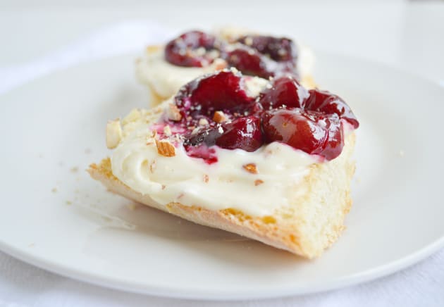 roasted cherry toasts with honey nut cream cheese