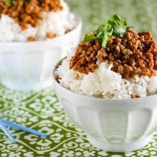 Gluten free korean turkey and rice bowl photo
