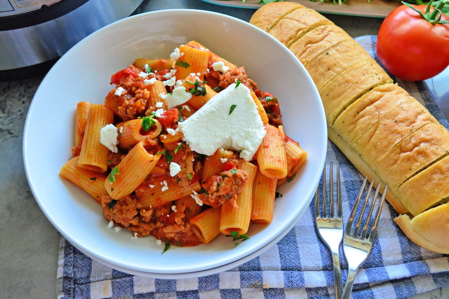 Instant Pot Sausage Rigatoni with Goat Cheese Recipe