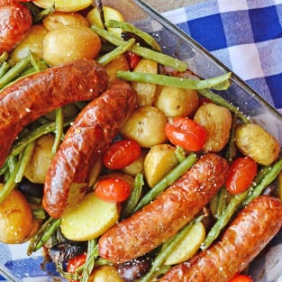 Sausage potato and green bean bake photo