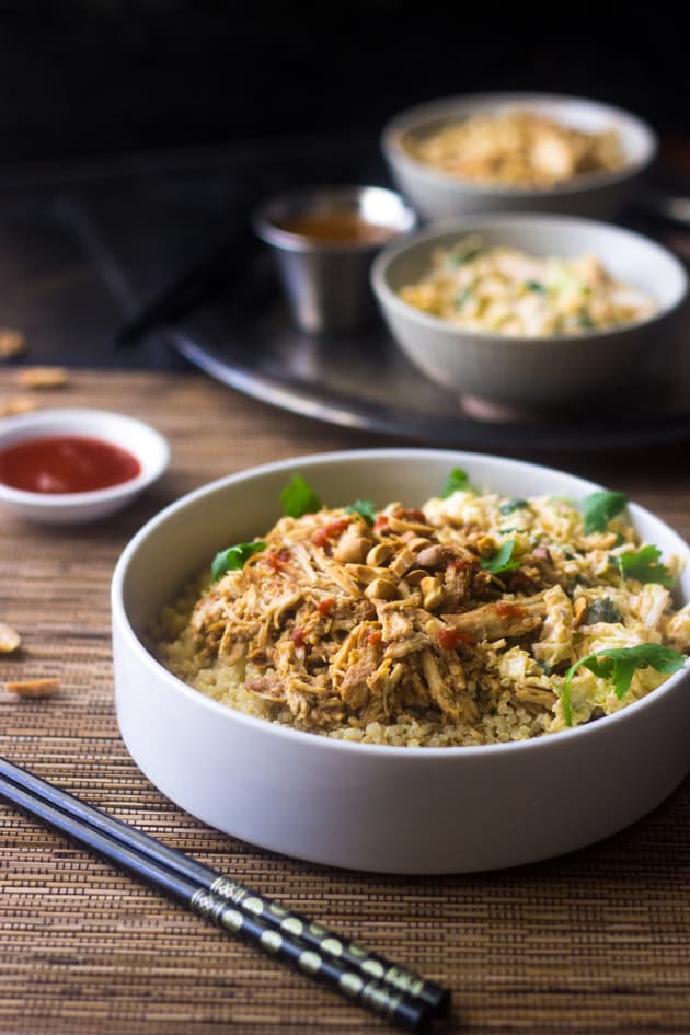 Crockpot Thai Peanut Chicken Quinoa Bowls Image