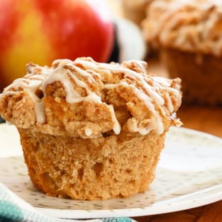Apple muffins with crumb topping photo