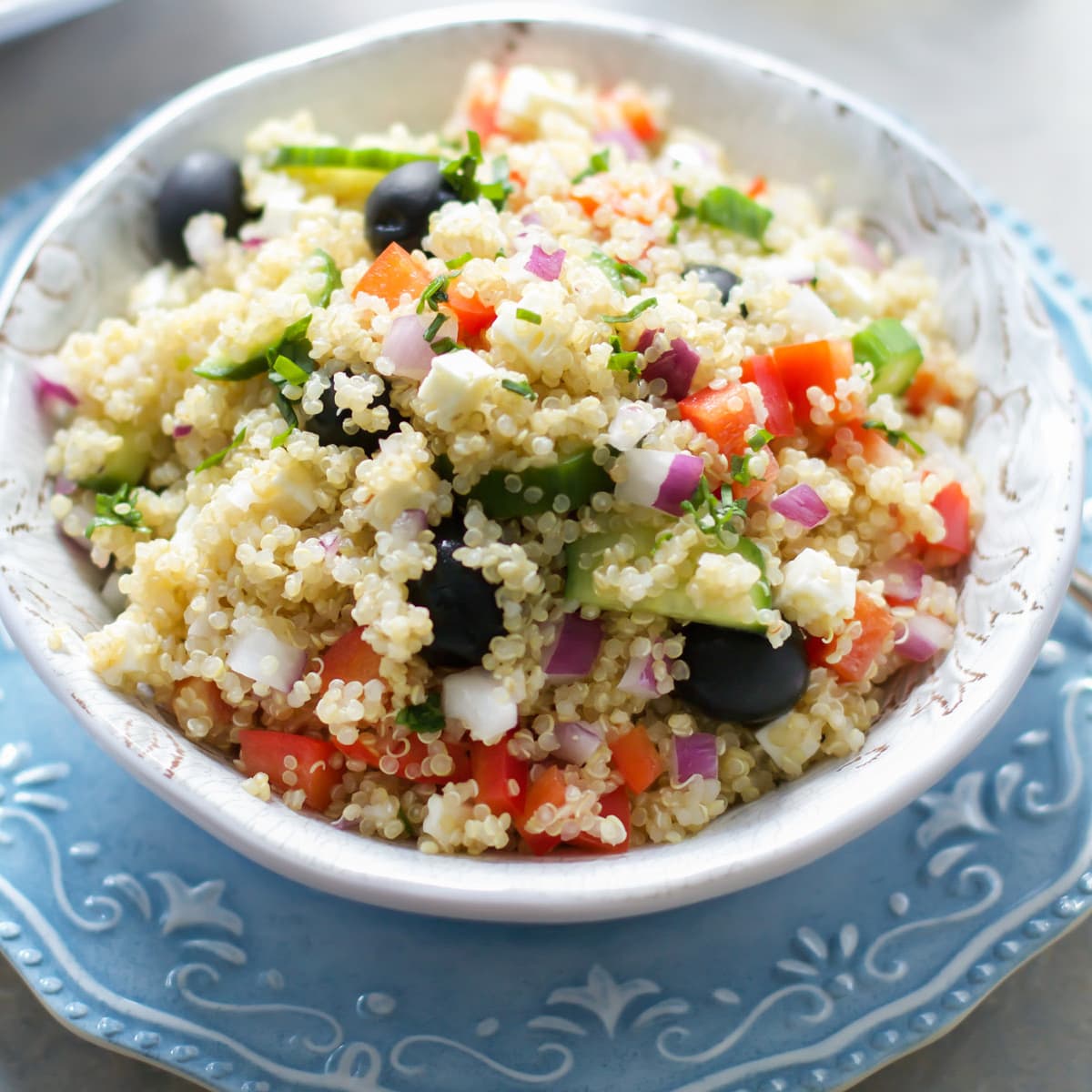 Quinoa Greek Salad Recipe Food Fanatic