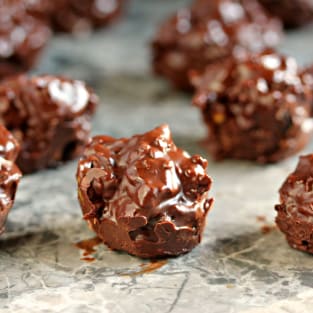 Chocolate fruit and nut clusters photo