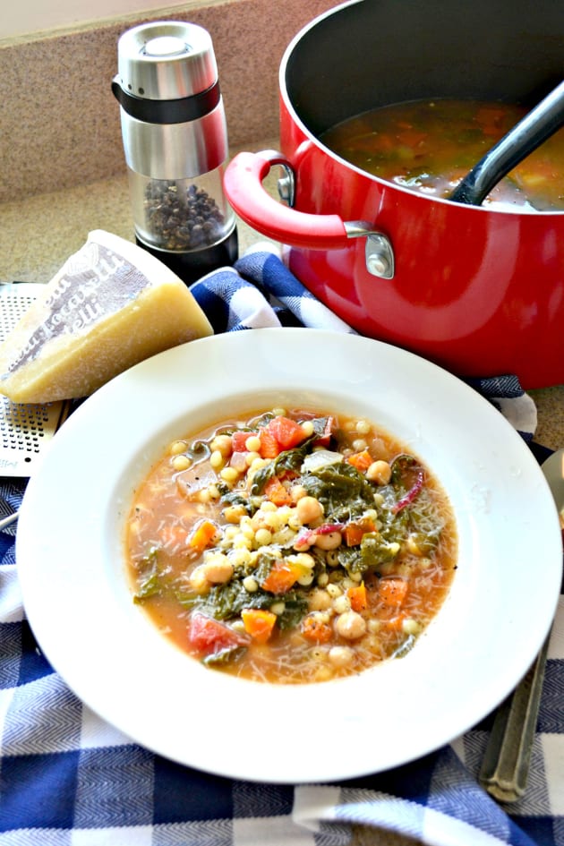 Garbanzo Bean Vegetable Soup with Pearled Couscous Picture - Food Fanatic