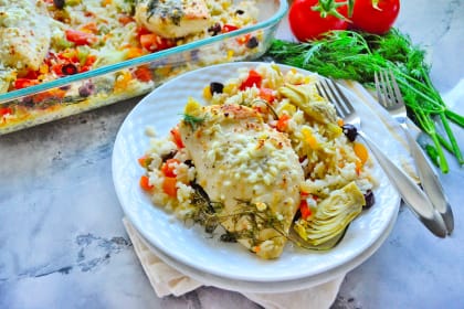 One Pan Greek Chicken and Rice Recipe