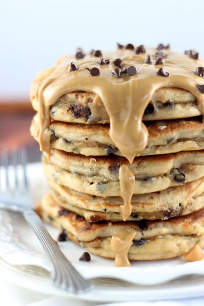 Peanut Butter Chocolate Chip Pancakes Recipe Food Fanatic