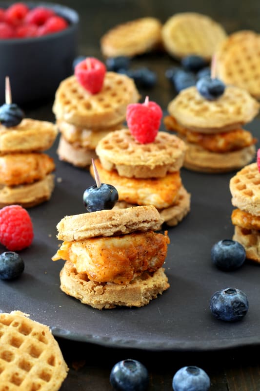 Mini Chicken Waffle Sliders from Kim's Cravings