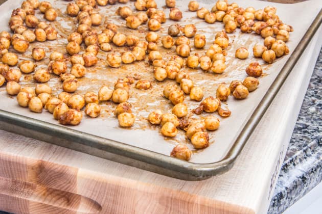 Chickpeas on Baking Sheet