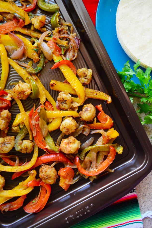 Sheet Pan Citrus Rock Shrimp Fajitas Pic
