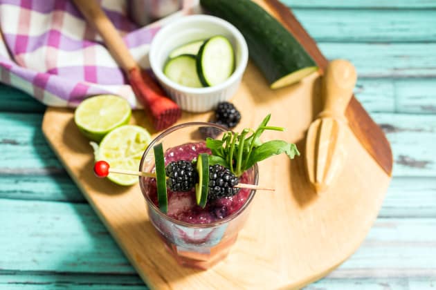 Blackberry Cucumber Tarragon Gin Fizz Photo