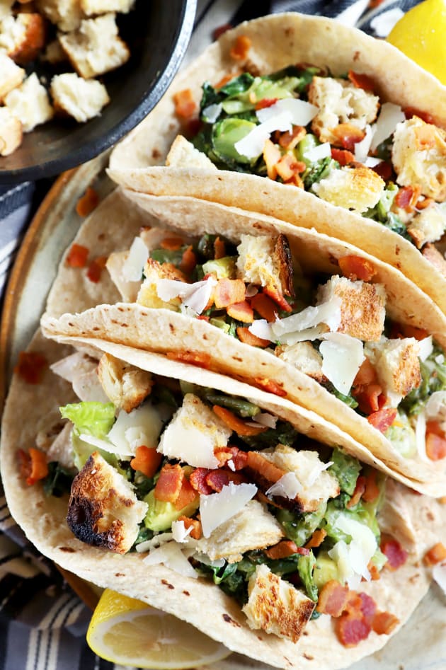 Charred Caesar Salad Avocado Tacos Recipe - Food Fanatic
