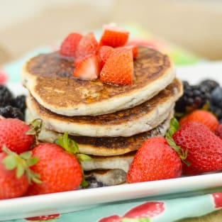Gluten free pancakes with berries photo