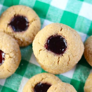 Peanut butter and jelly thumbprint cookies photo