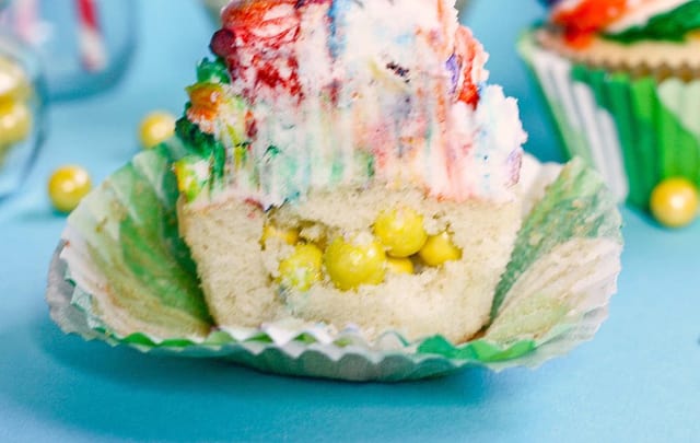 Hidden Gold Rainbow Cupcakes