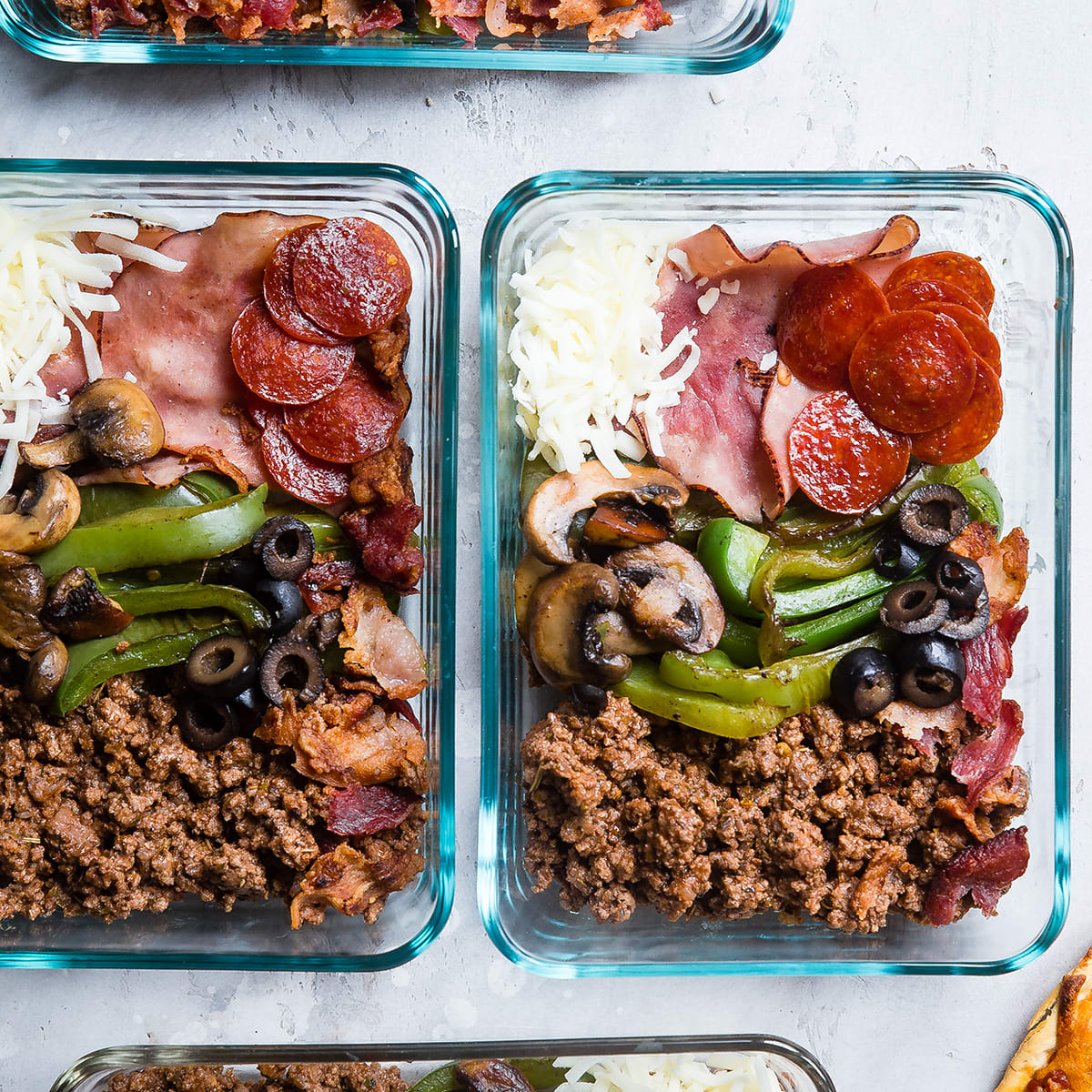 Low Carb Pizza Meal Prep Bowls Recipe - Food Fanatic