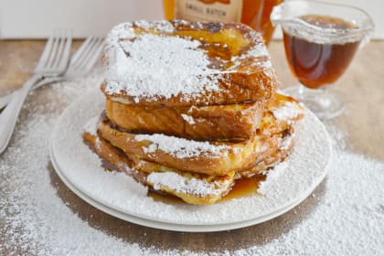 French Toast with Warm Bourbon Vanilla Syrup