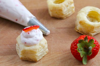 Strawberry Cream Puff Pastry Cups