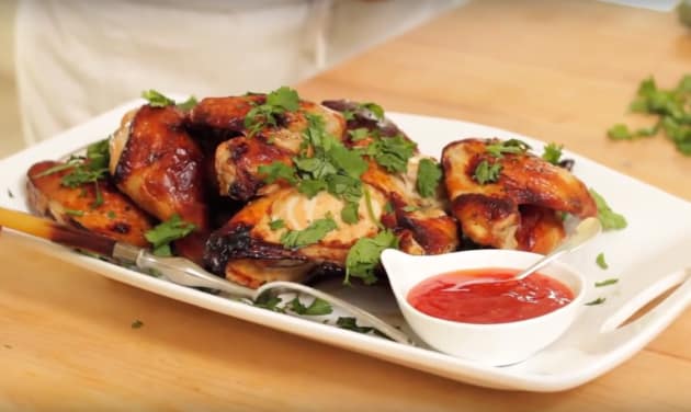 Soy Glazed Roasted Chicken with dip