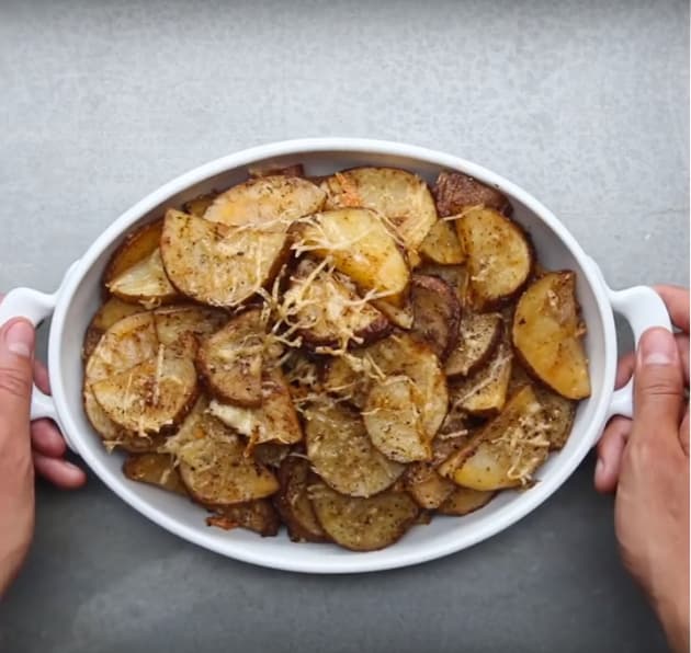 Making Roasted Garlic Parmesan Potatoes