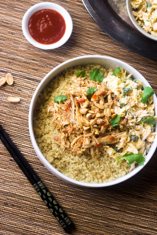 Crockpot Thai Peanut Chicken Quinoa Bowls Pic