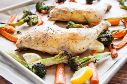 One Pan Roasted Chicken & Vegetables for Two
