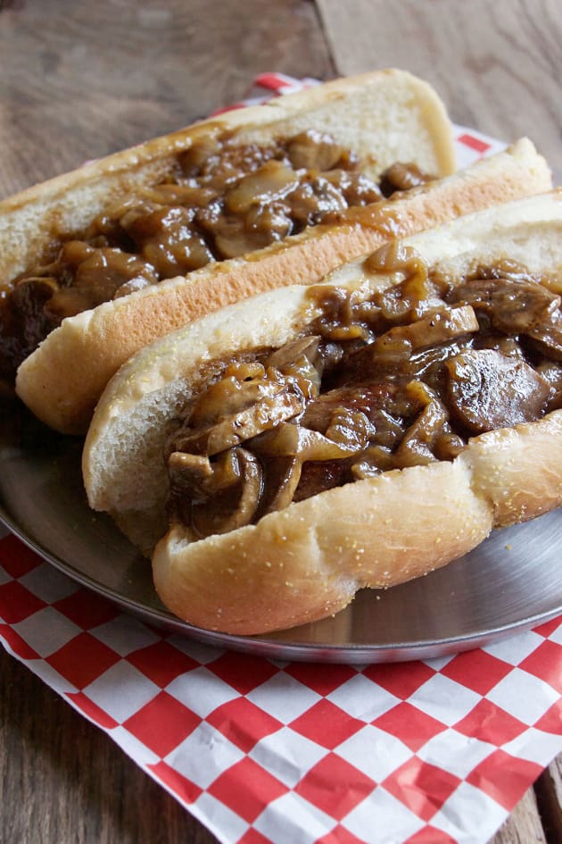 Beer Brats with Mushrooms and Onions - Food Fanatic