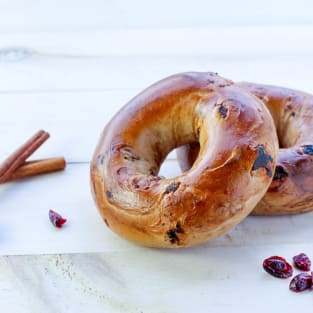 Cranberry bagels with cinnamon photo