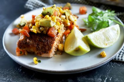 Grilled Salmon with Corn Avocado Salsa Recipe