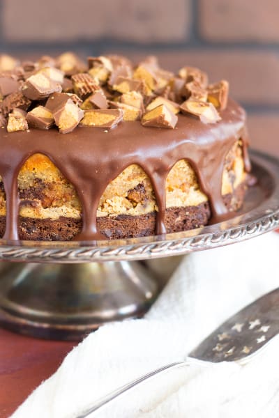 Peanut Butter Cup Brownie Cheesecake