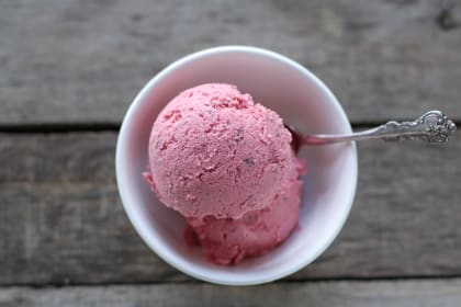 Paleo Ice Cream with Raspberries and Cacao Nibs