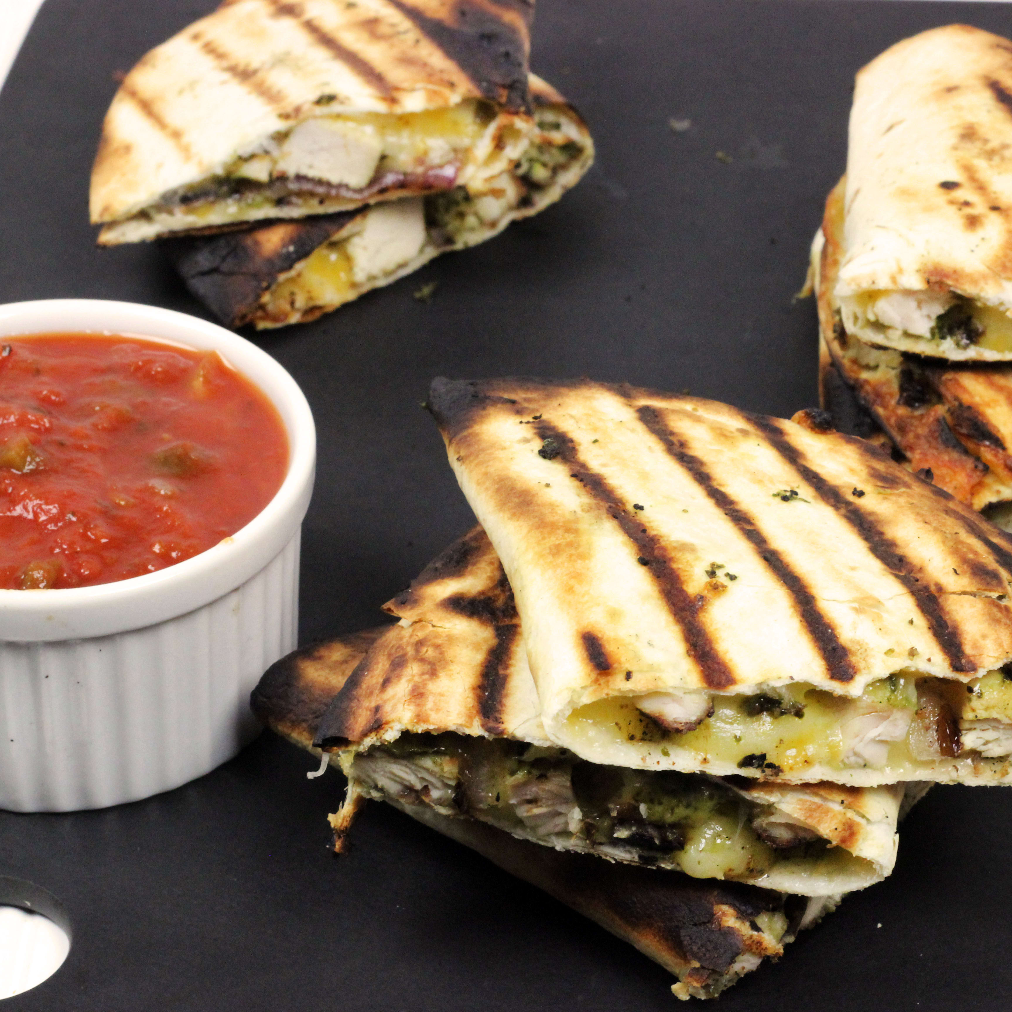 Grilled Chicken Red Onion Quesadillas