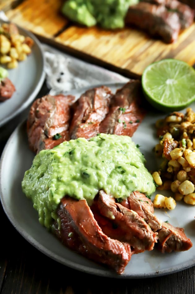 Spicy Skirt Steak with Avocado Dipping Sauce