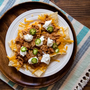 Shredded chicken nachos for two photo