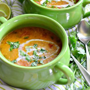 Instant pot coconut curry lentil tomato soup photo