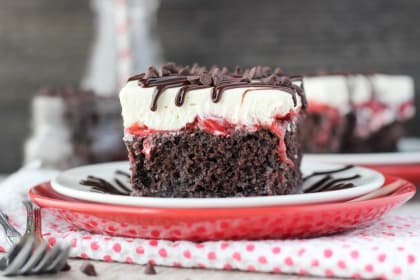 Chocolate Cherry Cheesecake Poke Cake