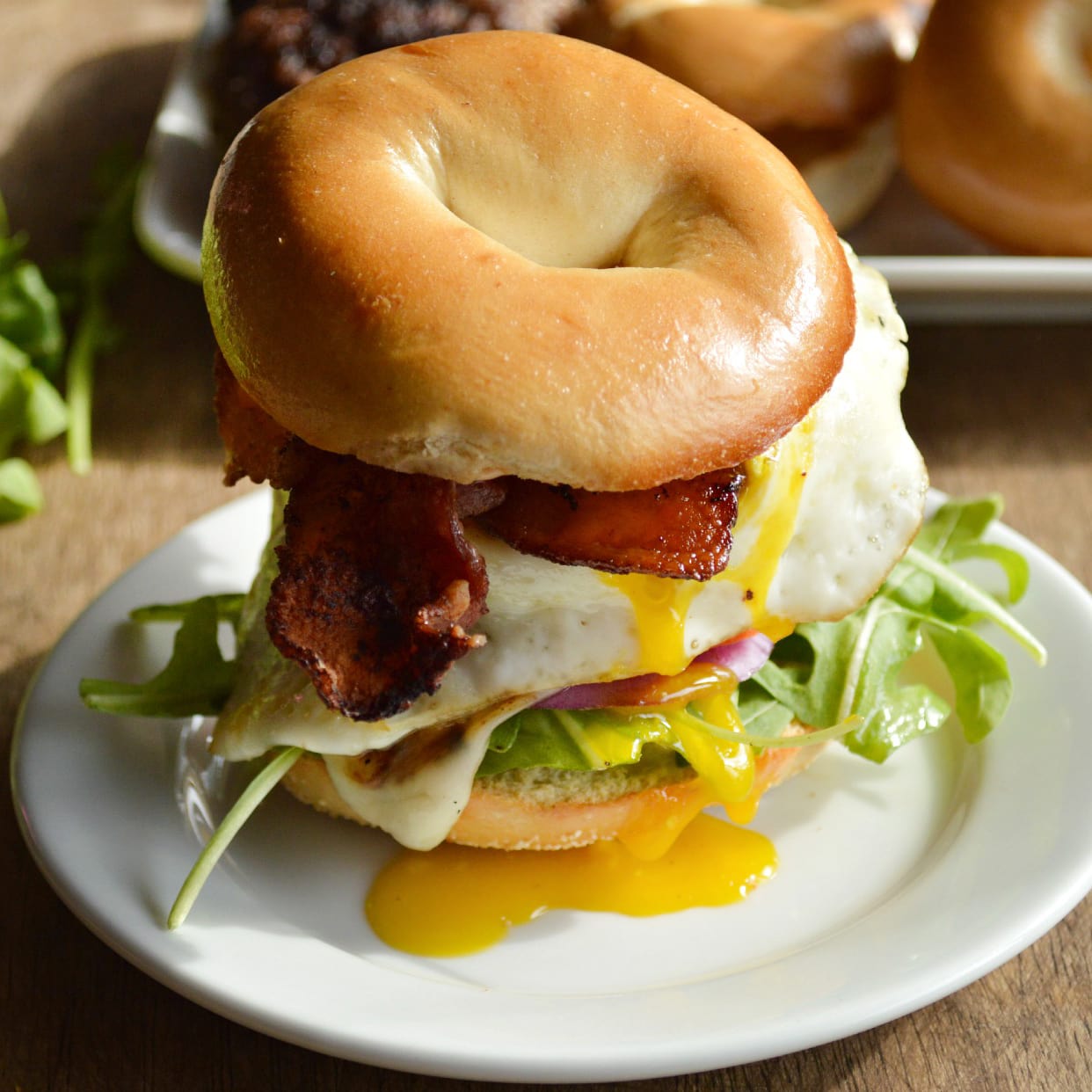 Laura's Lean  Bacon, Egg & Cheese Burger with Maple Butter