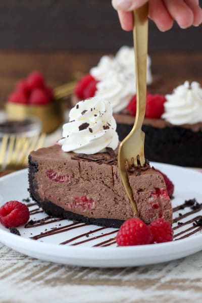 No-Bake Chocolate Raspberry Cheesecake Recipe - Food Fanatic