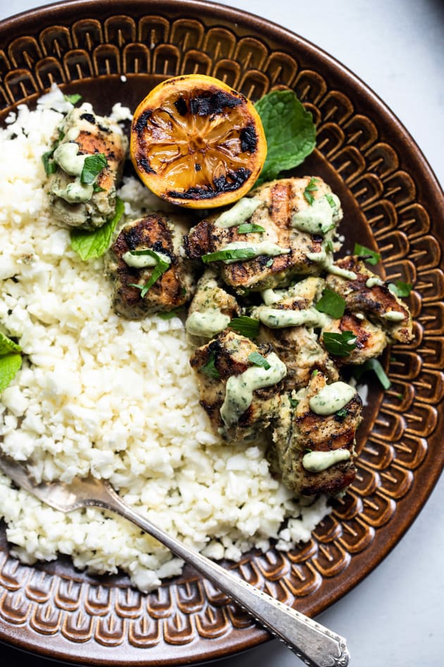 Grilled Herb Hummus Chicken Kebabs Recipe Food Fanatic