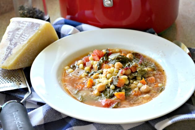 Garbanzo Bean Vegetable Soup with Pearled Couscous Photo