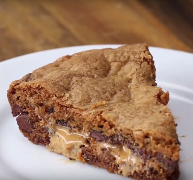Peanut Butter Stuffed Skillet Cookie