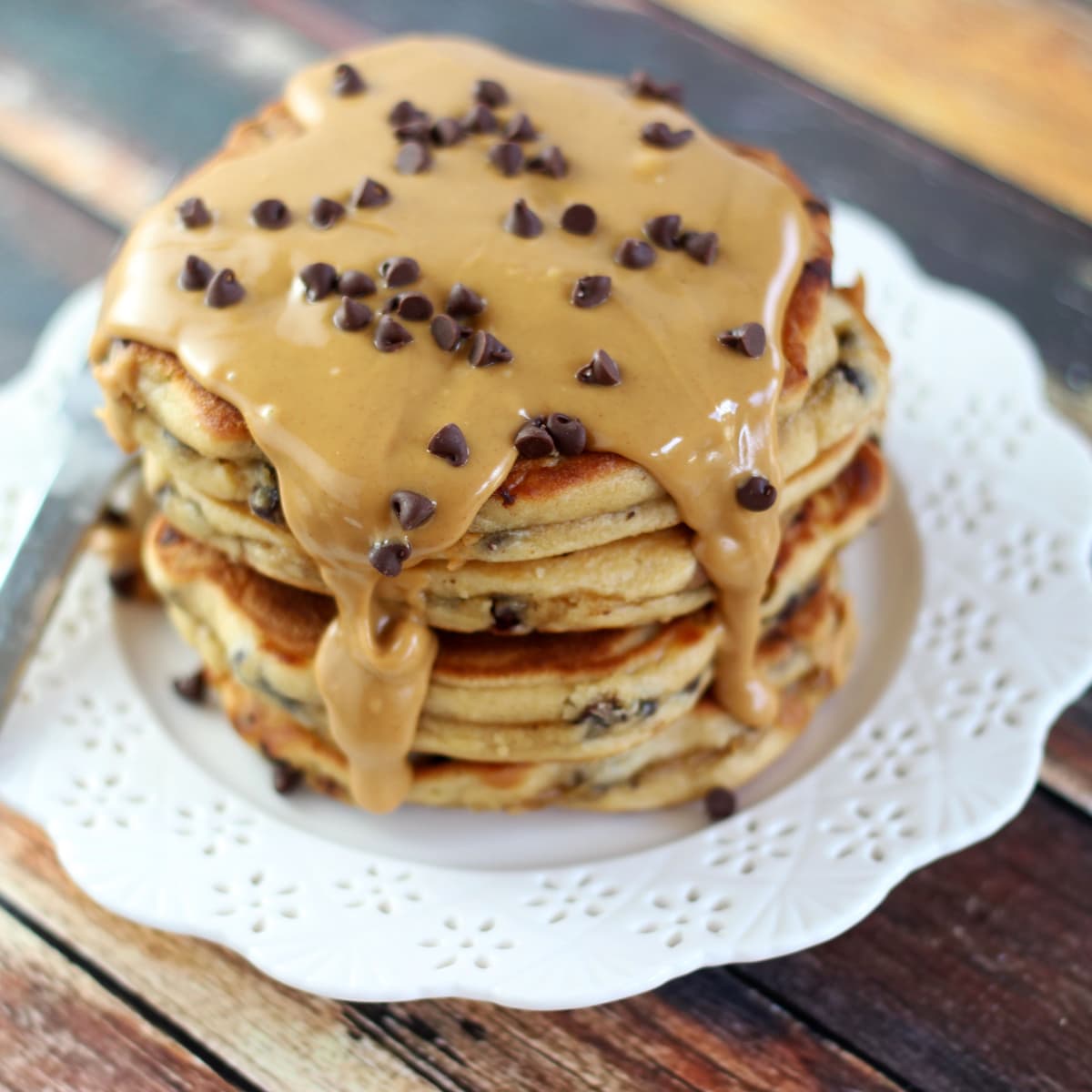 Peanut Butter Chocolate Chip Pancakes Recipe Food Fanatic