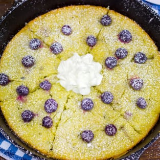 Lemon blueberry skillet pancakes photo