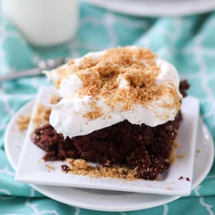 Chocolate cream pie poke cake photo