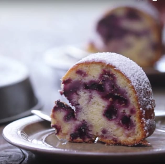 Slice of Blueberry Lemon Bundt Cake