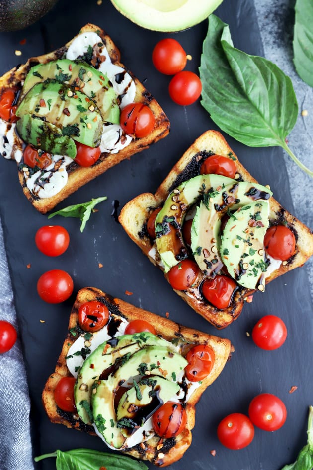 Grilled Open-Faced Avocado Caprese Sammies Image