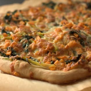 Kale and sweet potato pizza picture