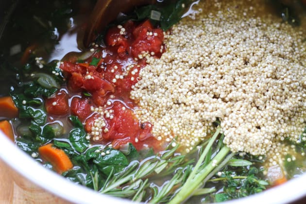 Quinoa Chickpea Spinach Soup Ingredients Image - Food Fanatic