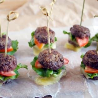 Meatball sandwiches on a stick photo