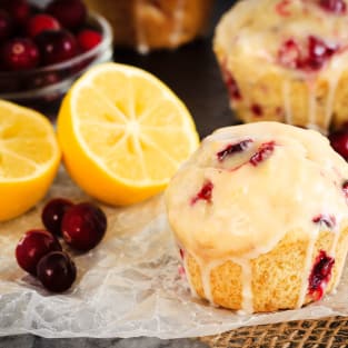 Glazed lemon cranberry muffins photo